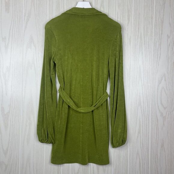 Princess Polly Party Time Slinky Mini Wrap Dress Size 0 Green - Picture 5 of 10